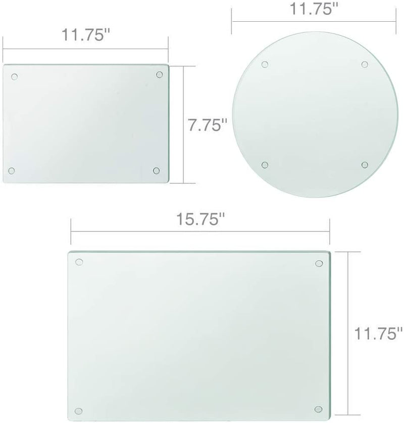 Glass Cutting Board Set 1 Round+3 Rectangle